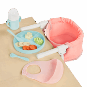 LullaBaby Table Seat and Feeding Toys at Table