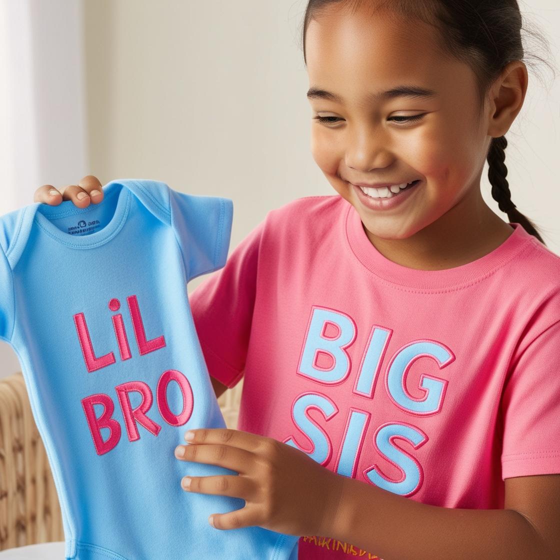 gender reveal shirts, big sis lil bro